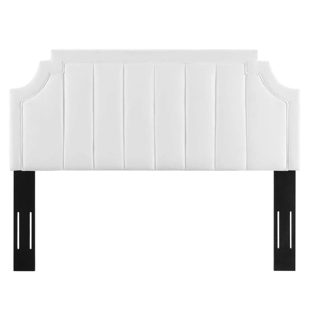 White Channel Tufted Performance Velvet Full/Queen Headboard N6463