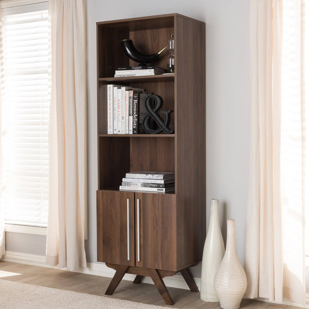 Walnut Brown Wood Bookcase P91775