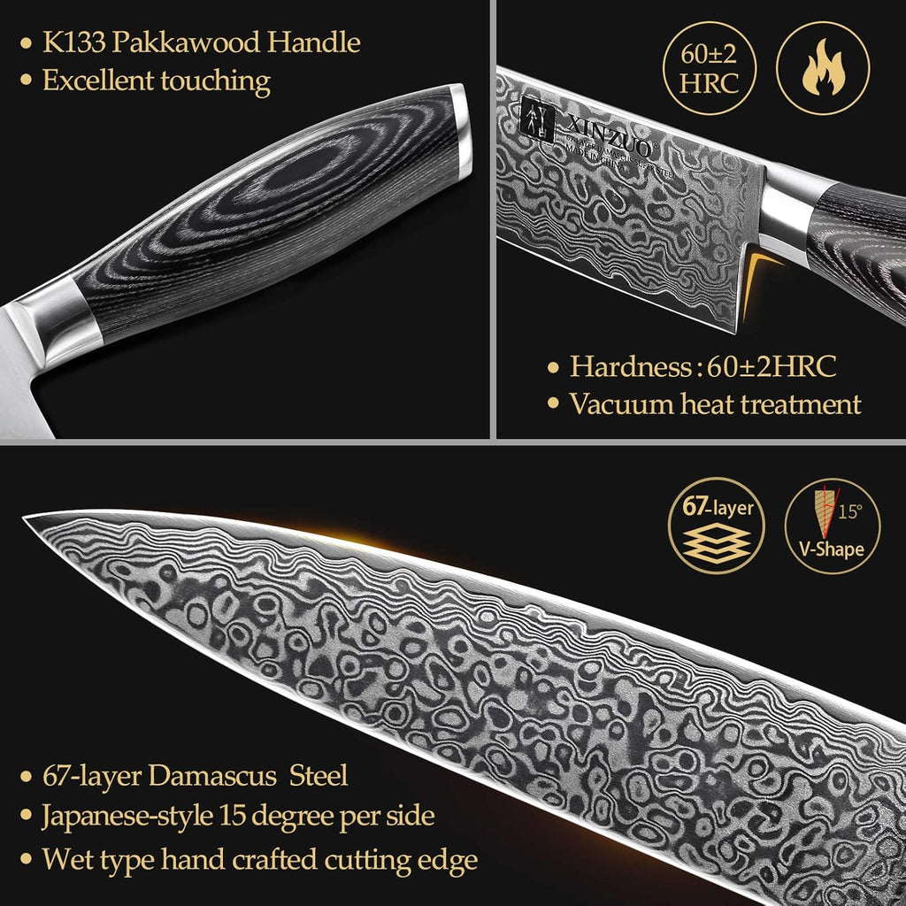 5PC Damascus Steel Kitchen Knife Set with Pakkawood G92515
