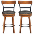 Set of 2 Swivel Counter Height Dining Chair with Rubber Wood Legs, Brown L4690