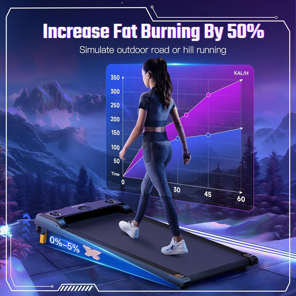 Under Desk Treadmill with Incline, Portable Walking Treadmill with Remote Control O18052