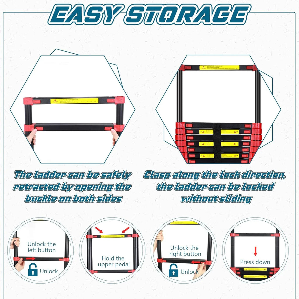 Telescoping Aluminum Folding Ladder with Hook, 330lbs Load Capacity B84770