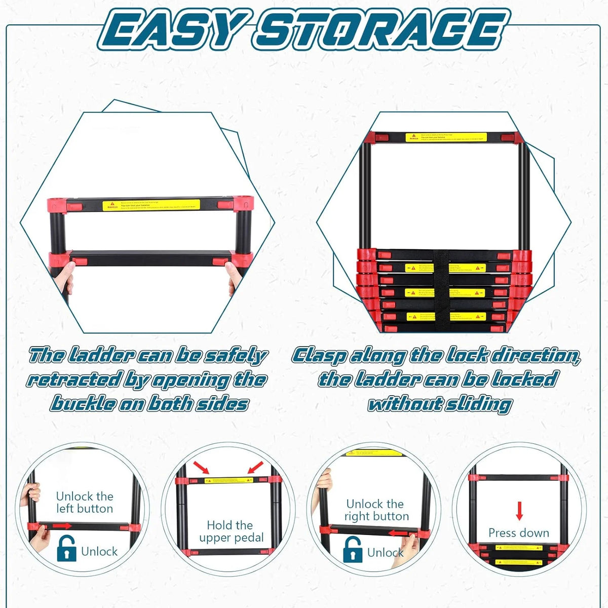Telescoping Aluminum Folding Ladder with Hook, 330lbs Load Capacity B84770