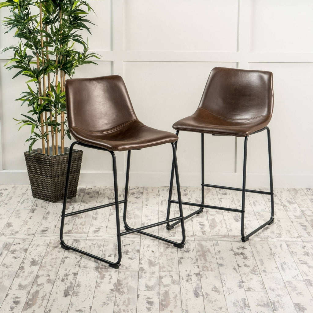 Set of 2 Brown and Black Counter Stools K50121