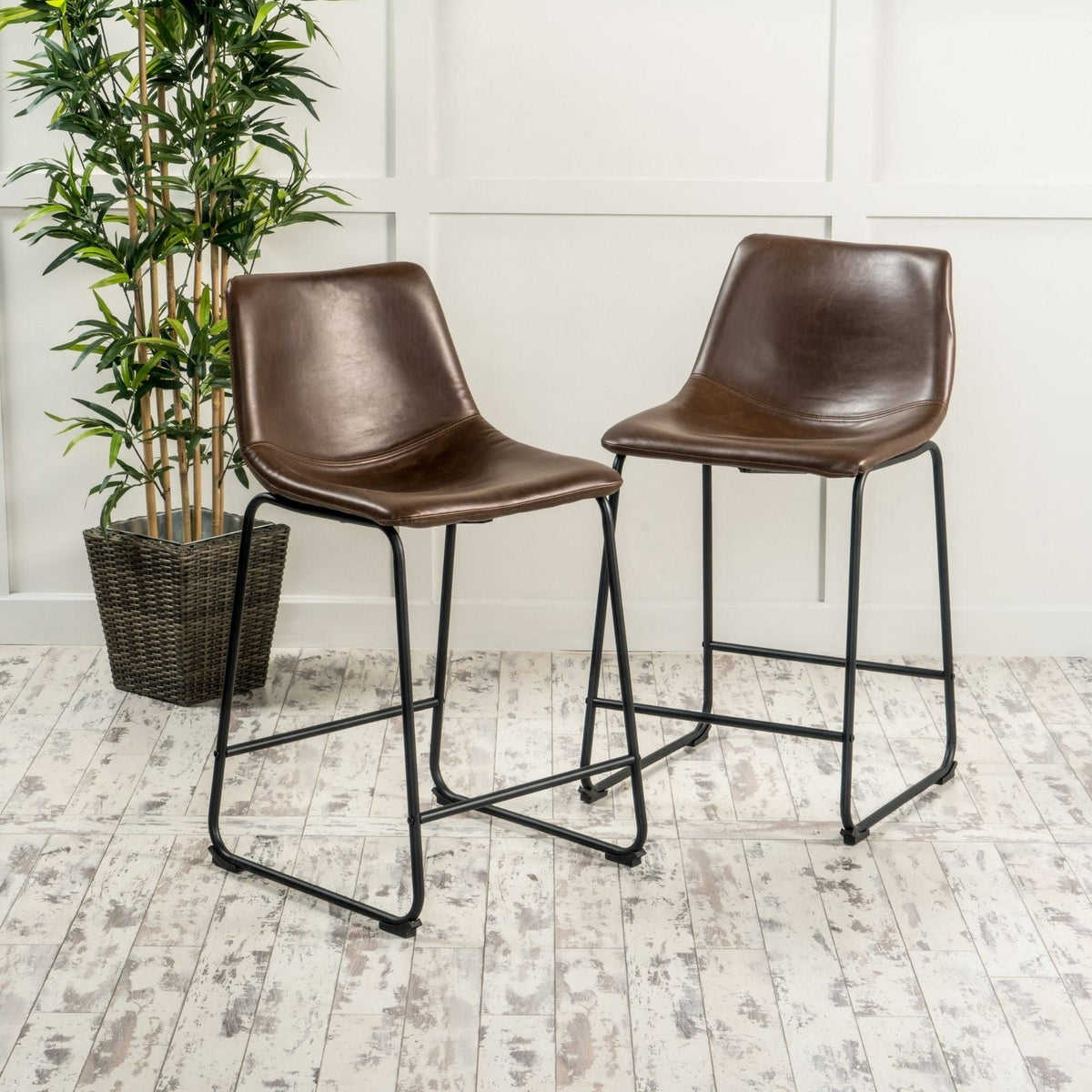Set of 2 Brown and Black Counter Stools K50121