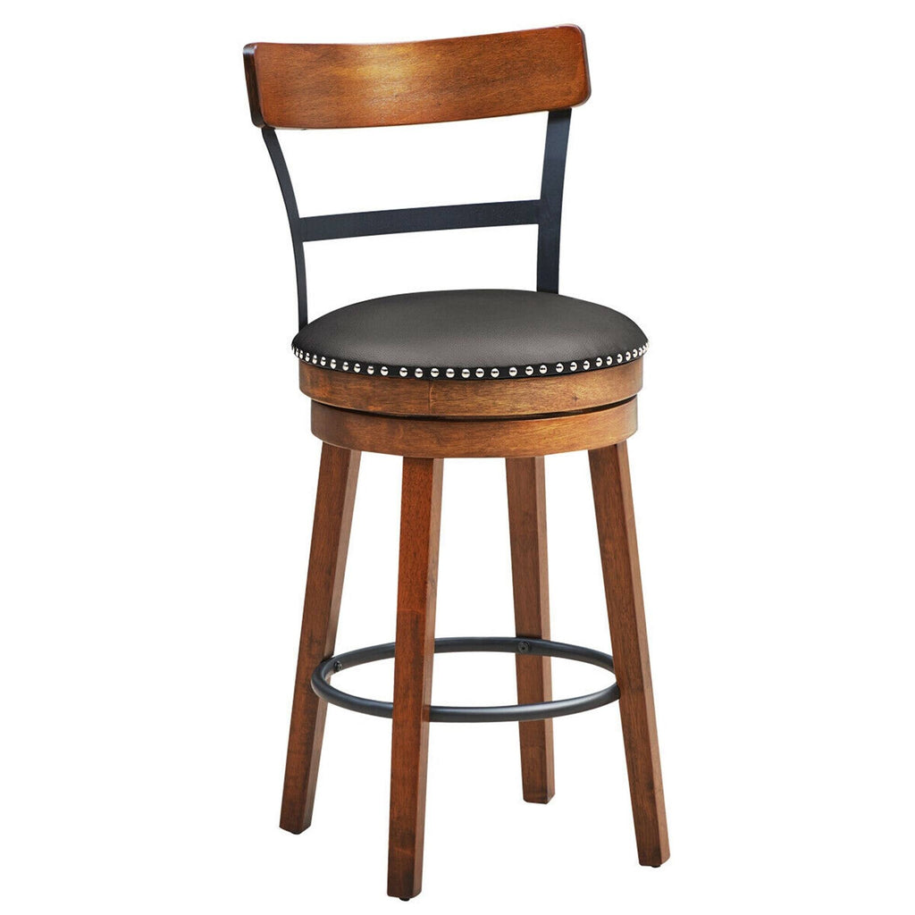 Set of 2 Swivel Counter Height Dining Chair with Rubber Wood Legs, Brown L4690