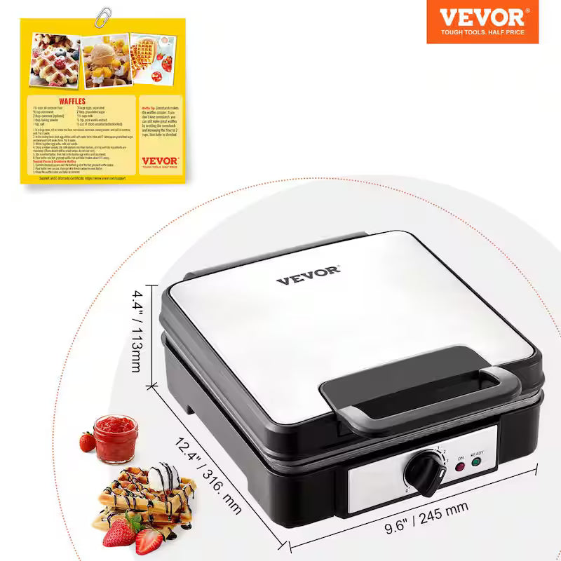 1200-Watts Non-Stick Stainless Steel Waffle Maker H407
