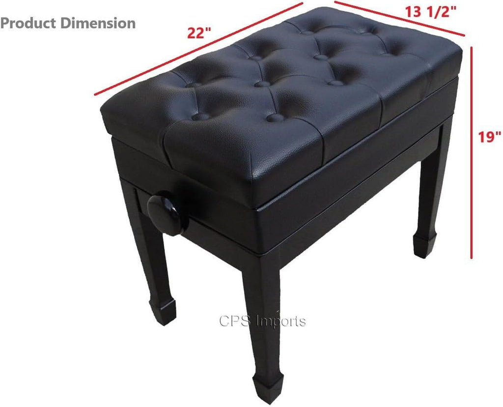 Ebony Adjustable Artist Piano Bench with Music Storage E55286