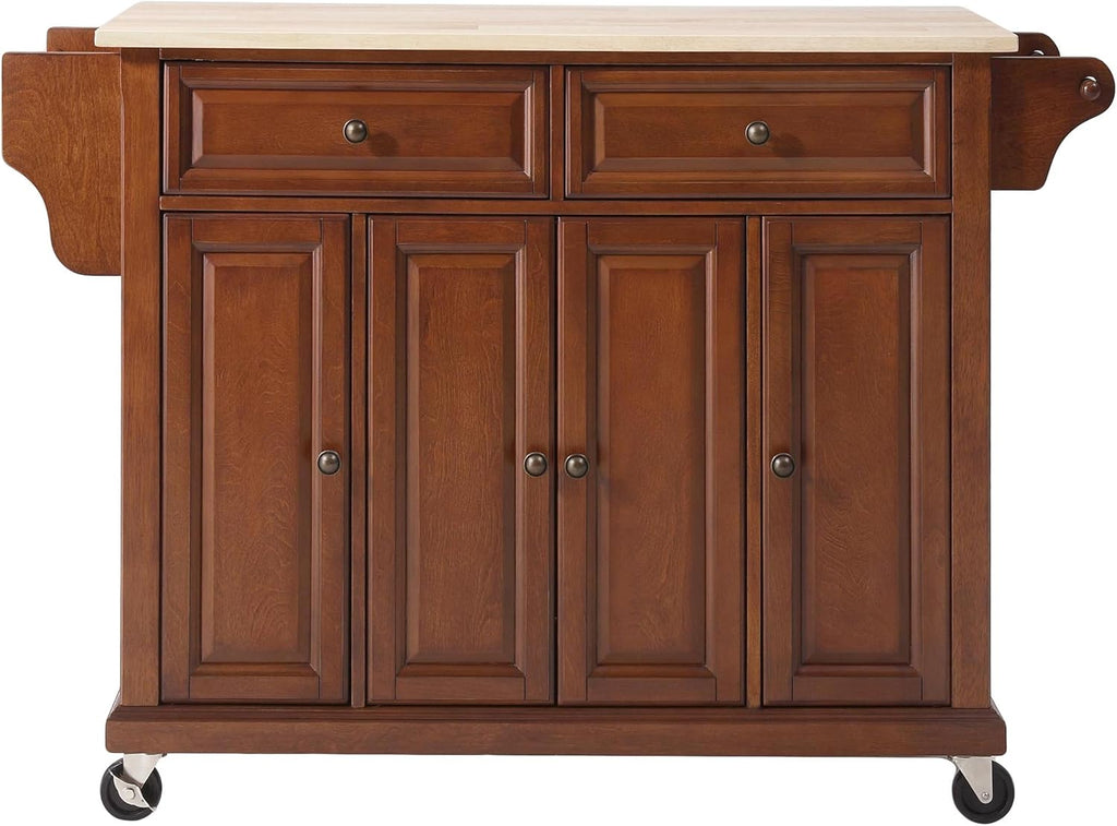 White Full Size Kitchen Cart with Solid Granite Top C26134