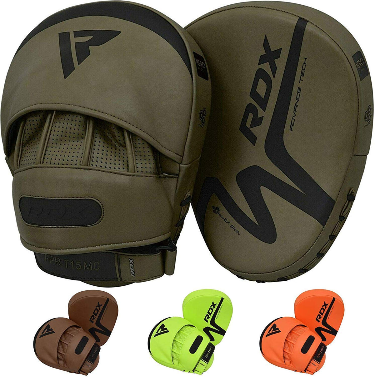 Matte Green Leather Boxing Focus Mitts G100901