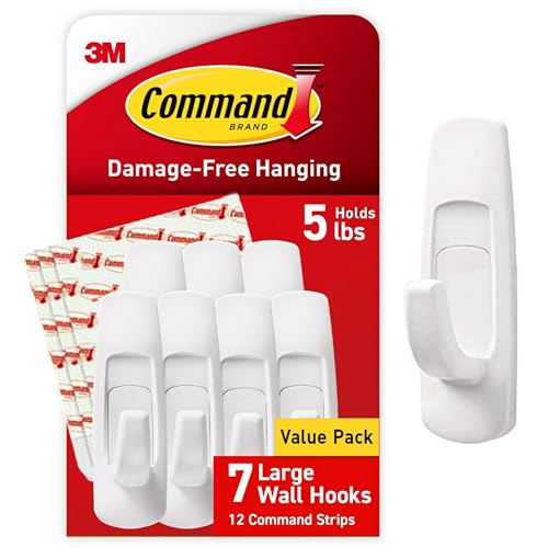 Large Utility Hooks, 7 Hooks, 12 Strips U5805