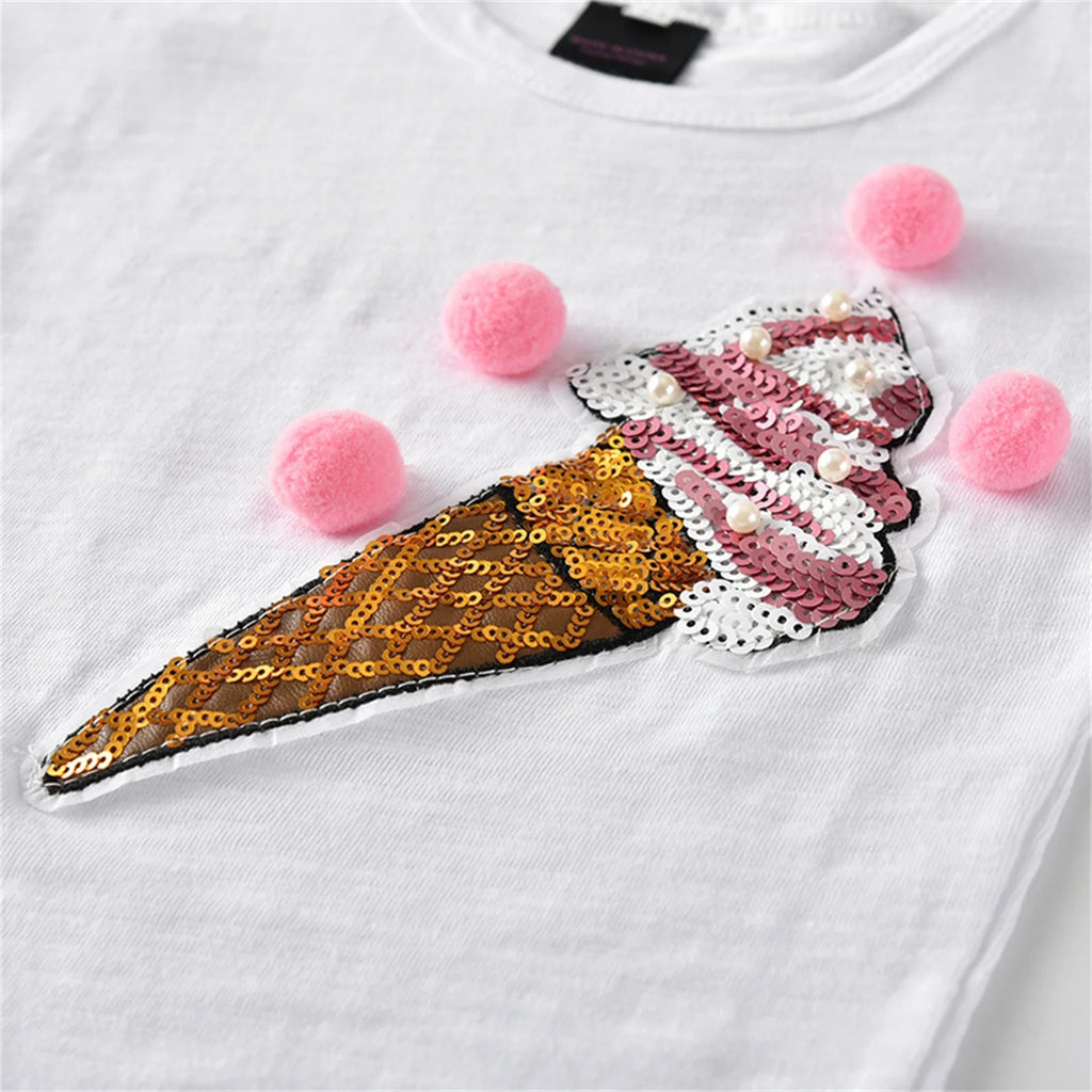 2Pcs Kids Print T Shirt Short Sleeve Tops Mini Skirts Outfits O45735