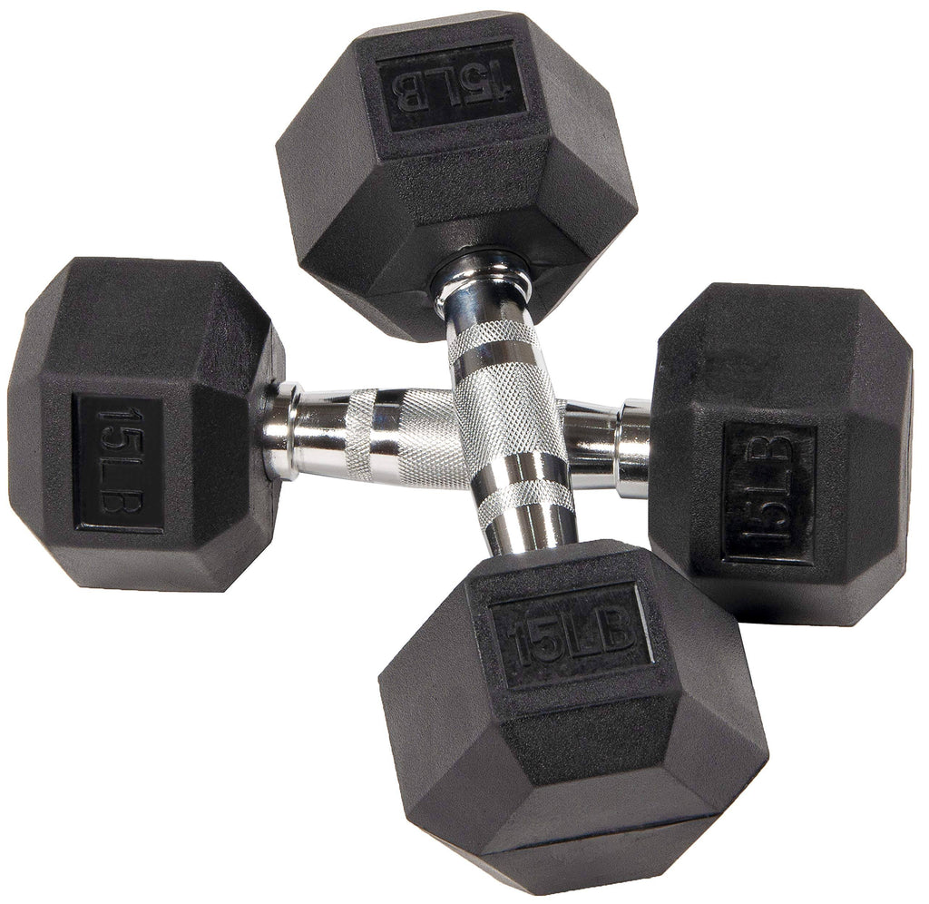 Rubber Encased Hex Dumbbell Pair Black R346959