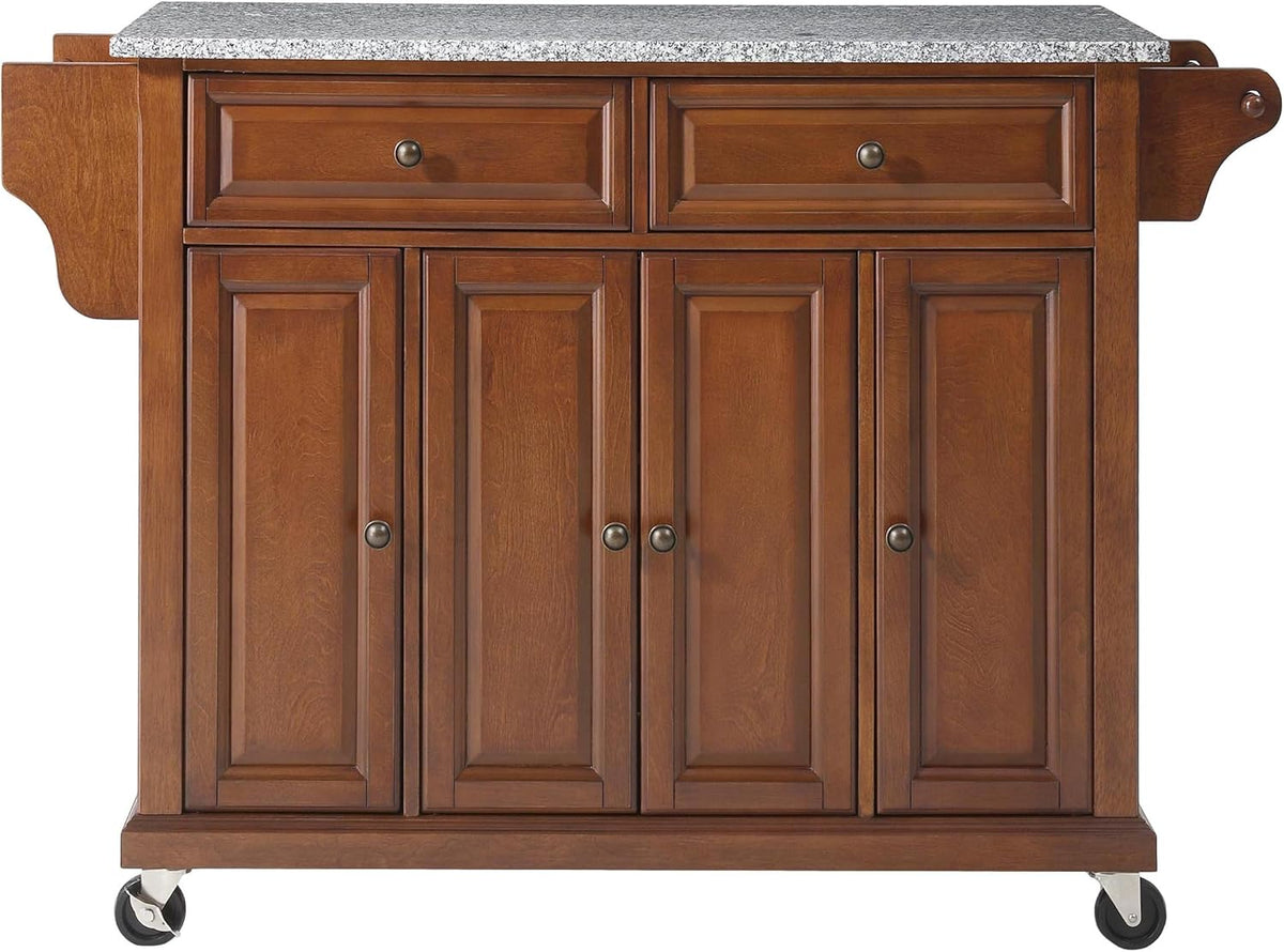 White Full Size Kitchen Cart with Solid Granite Top C26134