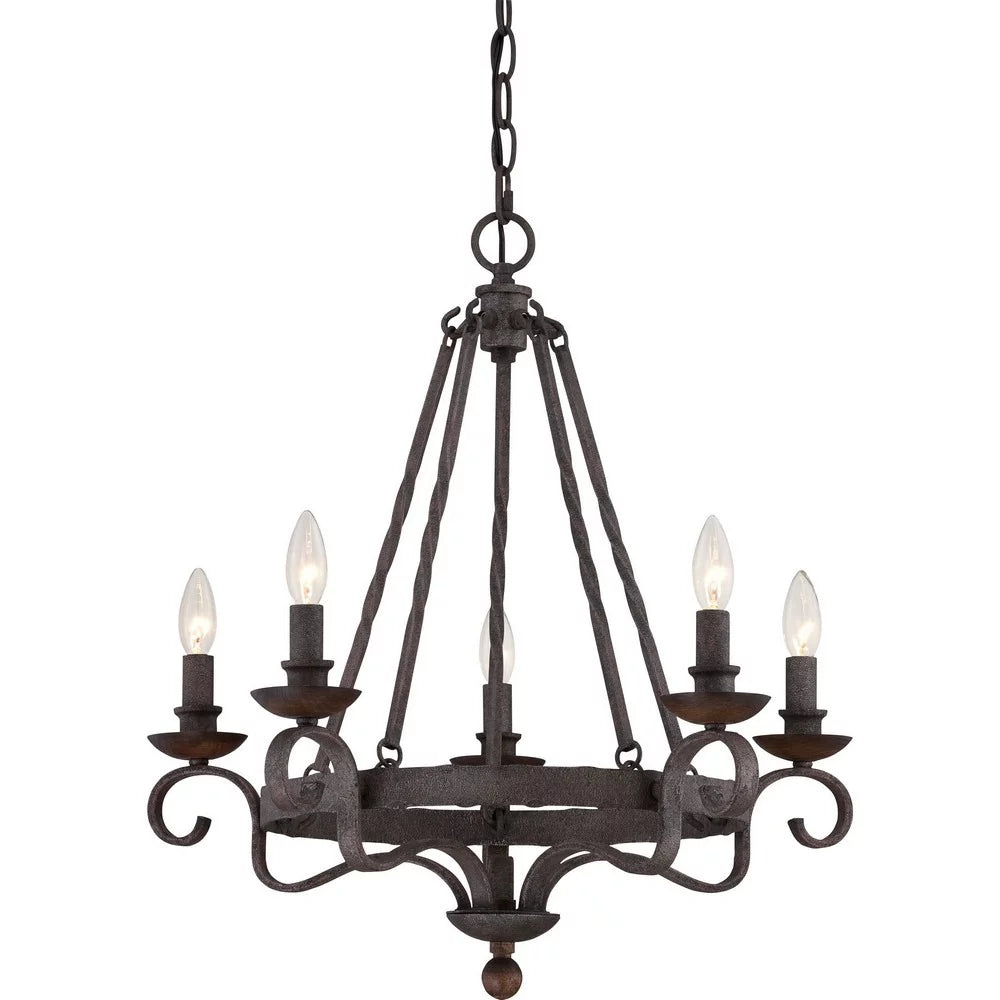 Five Light Chandelier Rustic Black Q314