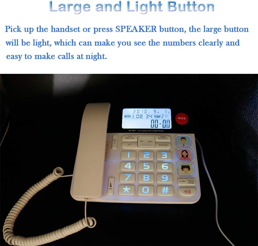 Corded Phones with Big Button, Caller ID, Amplified Phones, Pack of 2 G852052