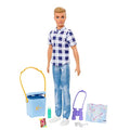 Camping Set with Blonde Ken Doll in Plaid Shirt & Accessories Including Cooler, Map H968832