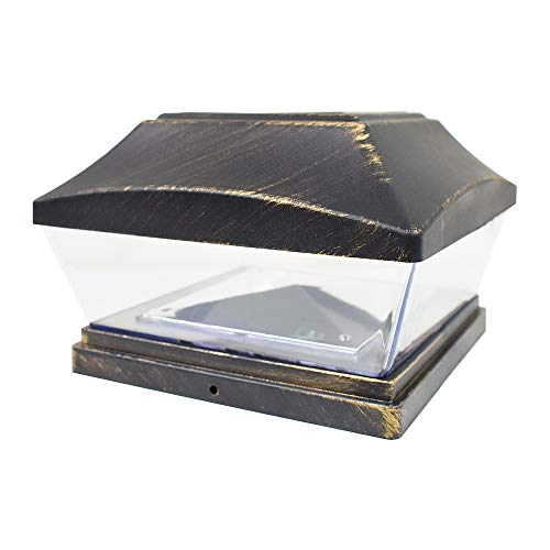12 Pack Bronze 6 x 6 Solar Post Light Deck Cap Square Outdoor PVC Vinyl Wood N805