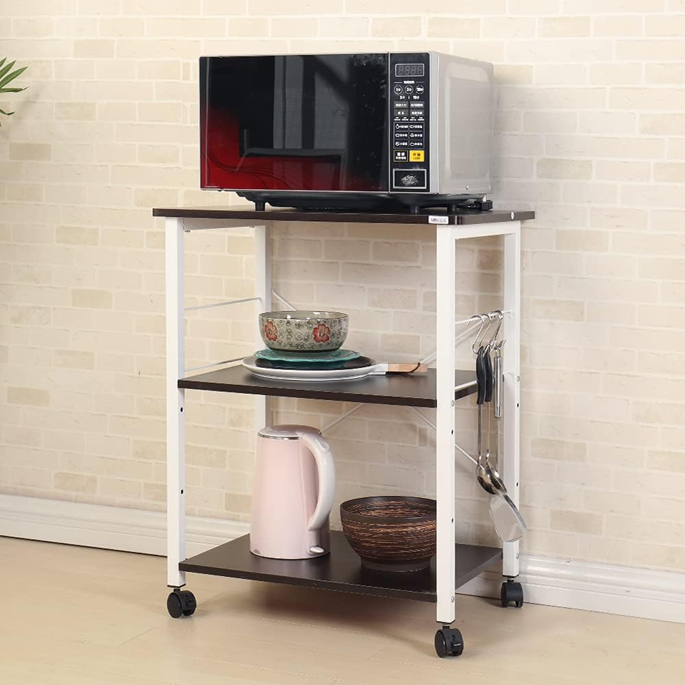 Black 3-Tier Kitchen Baker's Rack Microwave Cart C5884