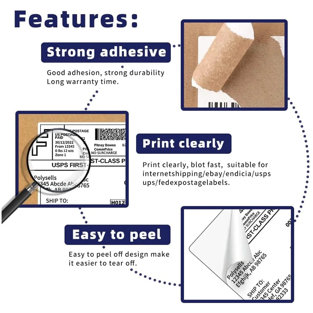 Half Sheet Labels with Rounded Corner, White Shipping Labels - 5-1/2" X 8-1/2" - 400 Labels H453033