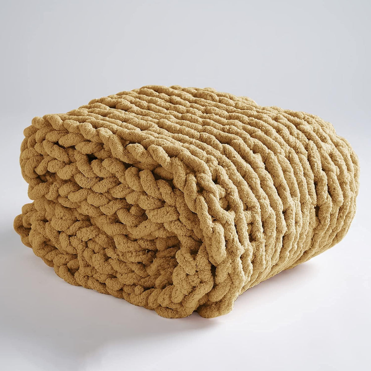 Chunky Knit Chenille Throw Blanket Gray 40x40 Y782265