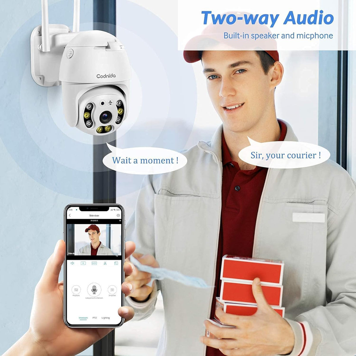 Outdoor Pan Tilt Wireless WiFi Security Camera 1080P PTZ Dome F117