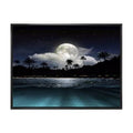 Fishing Boat Under Tropical Full Moon Photograph on Canvas Black Floater Frame 12x22 H x 20x22 I656760