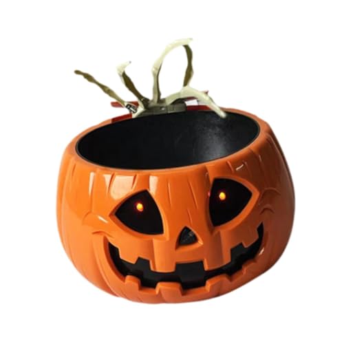 Halloween Candy Bowl with Moving Skull Hand and Glowing Red Eyes V95625