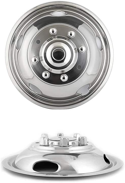 2pcs 19.5inch Front Polished Stainless Steel Dually Wheel Simulators Q3371