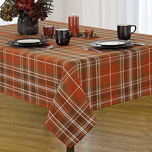 70 Inch Round 100% Cotton Plaid Tablecloth A508