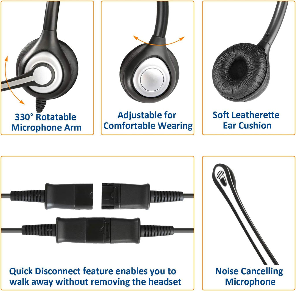 Corded Telephone Headset with Noise Canceling Mic G8243