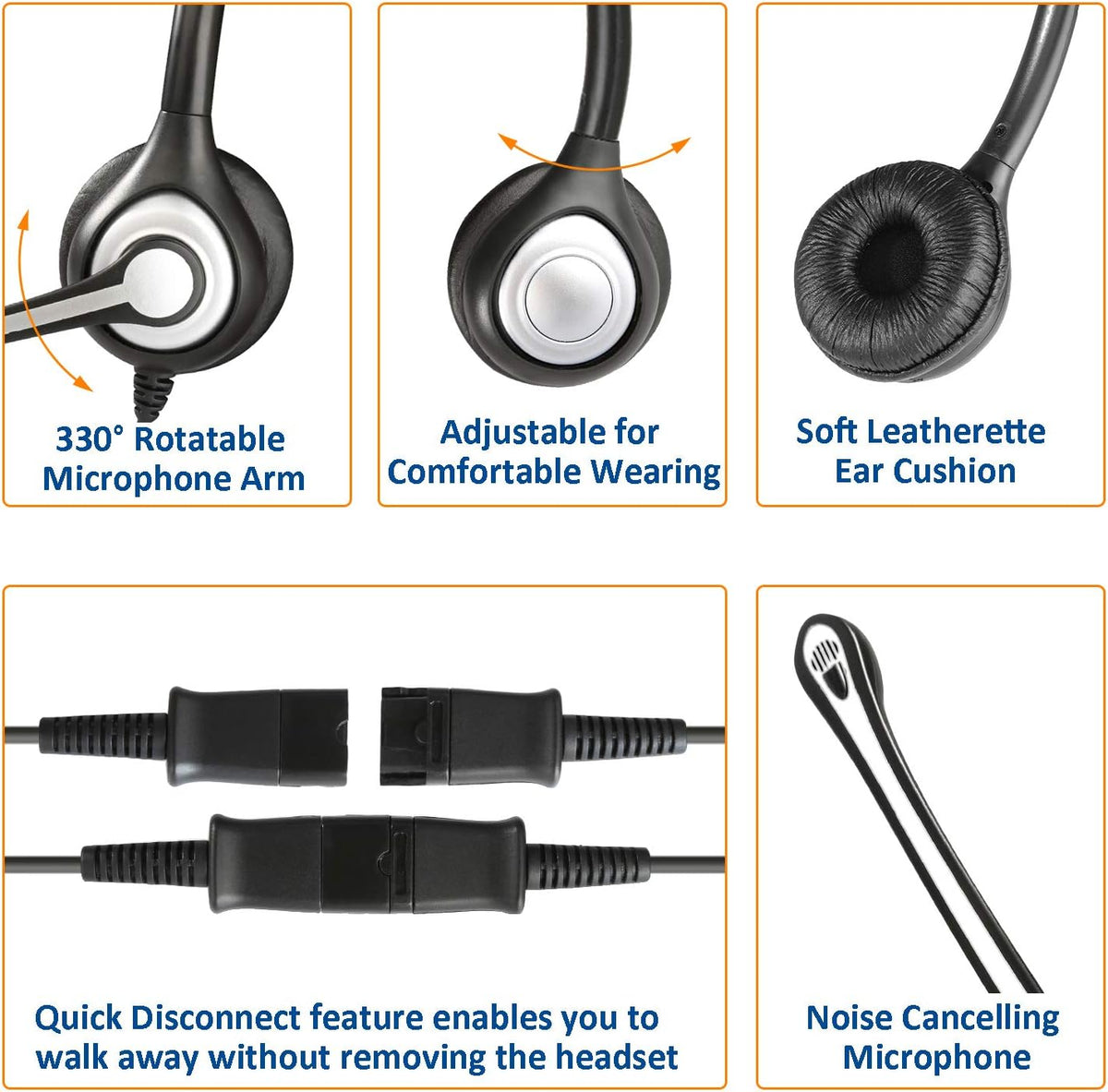 Corded Telephone Headset with Noise Canceling Mic G8243