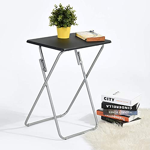 Folding Table with Wood Top Metal Frame, 14.1 x 18.9 x 26 in J8774