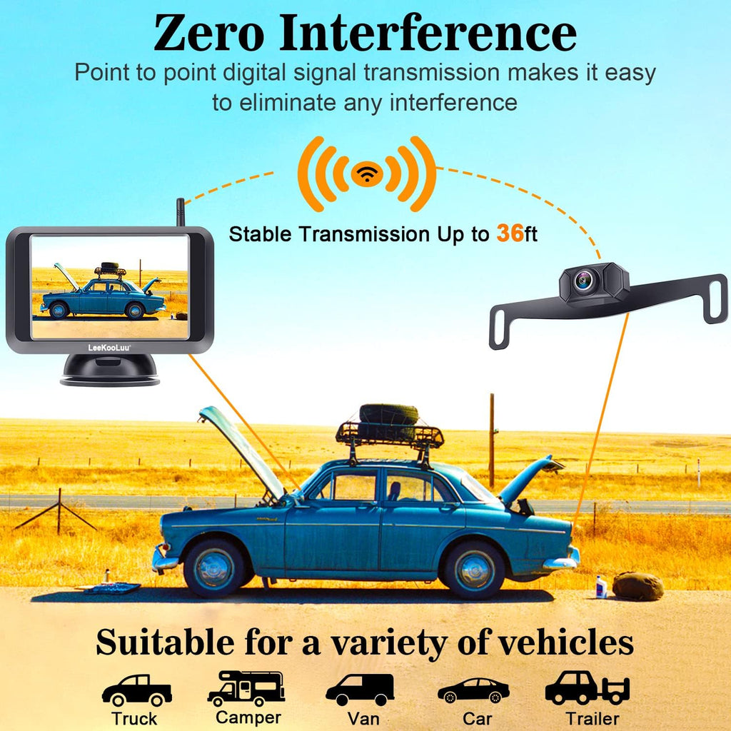 Wireless Backup Camera with 5'' Monitor Full HD 1080P Bluetooth Rear View Camera M567893
