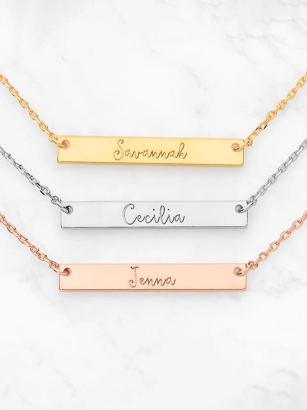 Sterling Silver Mini Bar Name Necklace L737
