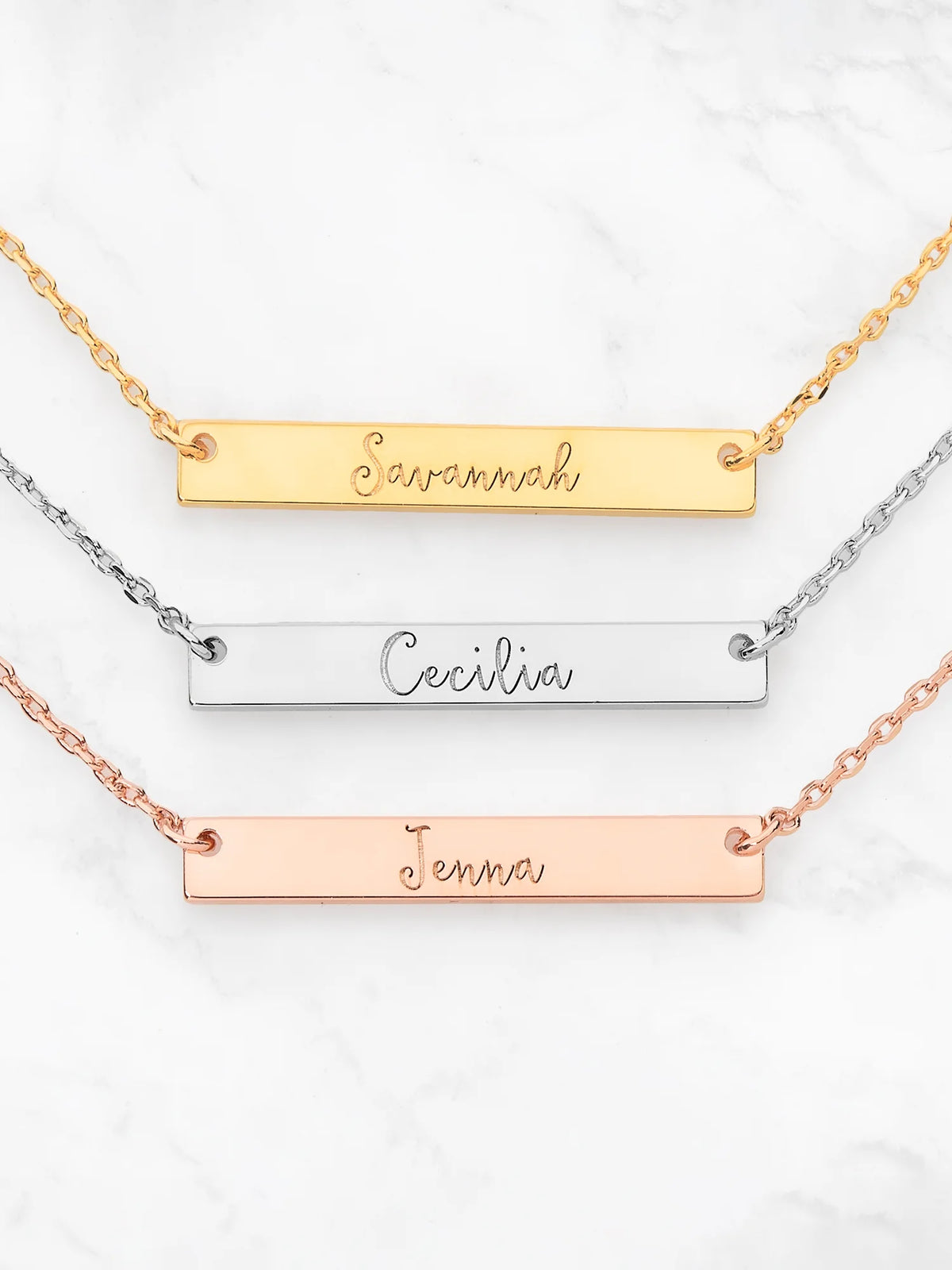 Sterling Silver Mini Bar Name Necklace L737