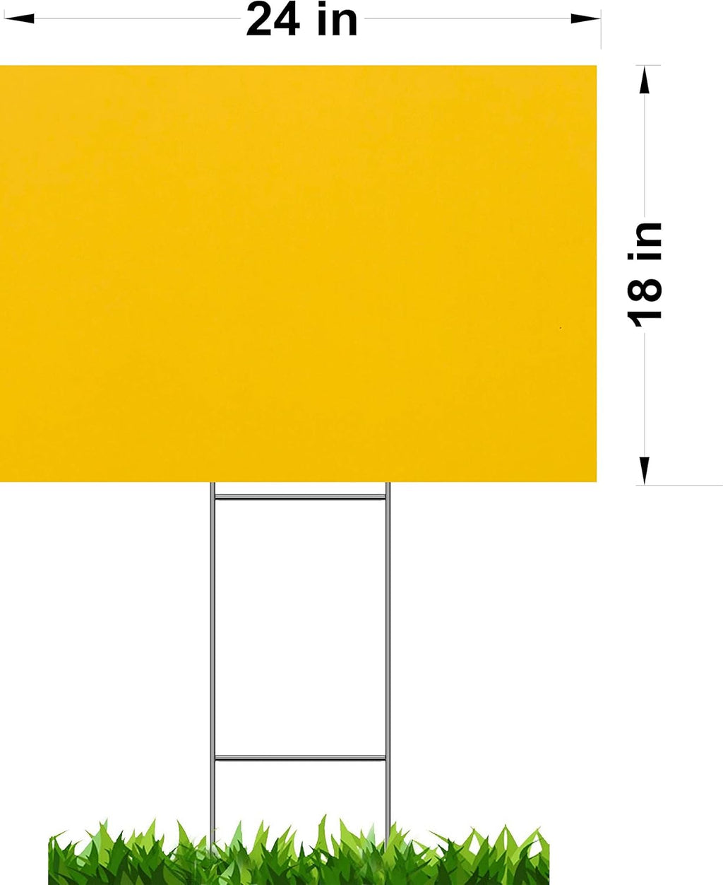 Yellow Signs 18''x24'' x 4 MM & 20 Stake Double H 10''x30'' x 9 Gauge Wire Stake Pack of 2 G9918