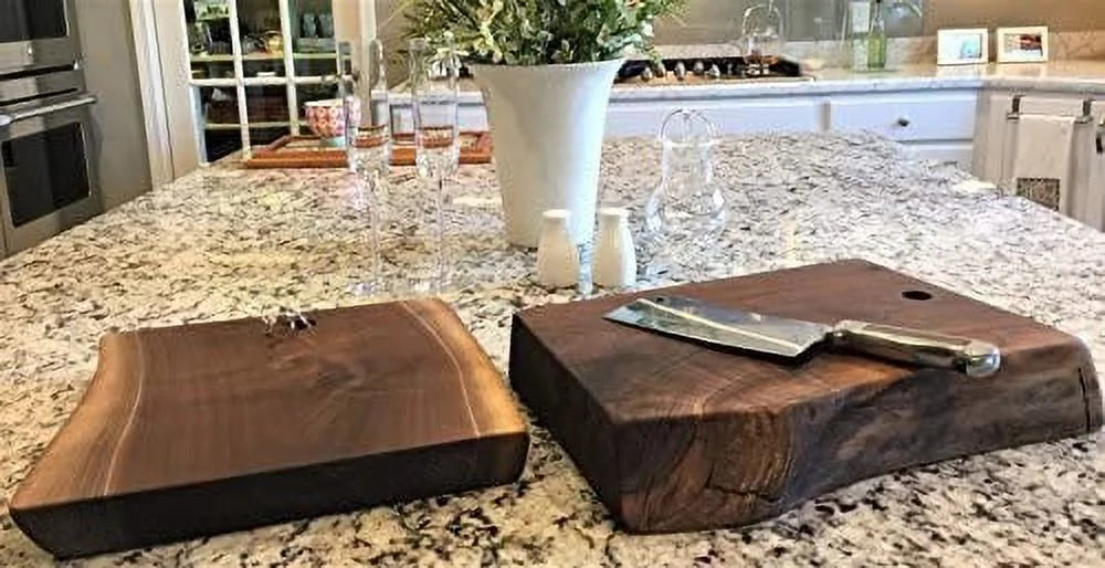 Black Walnut Extra Large Solid Double Live Edge Wood Serving Board 27 x 15 x 1.25" H7399