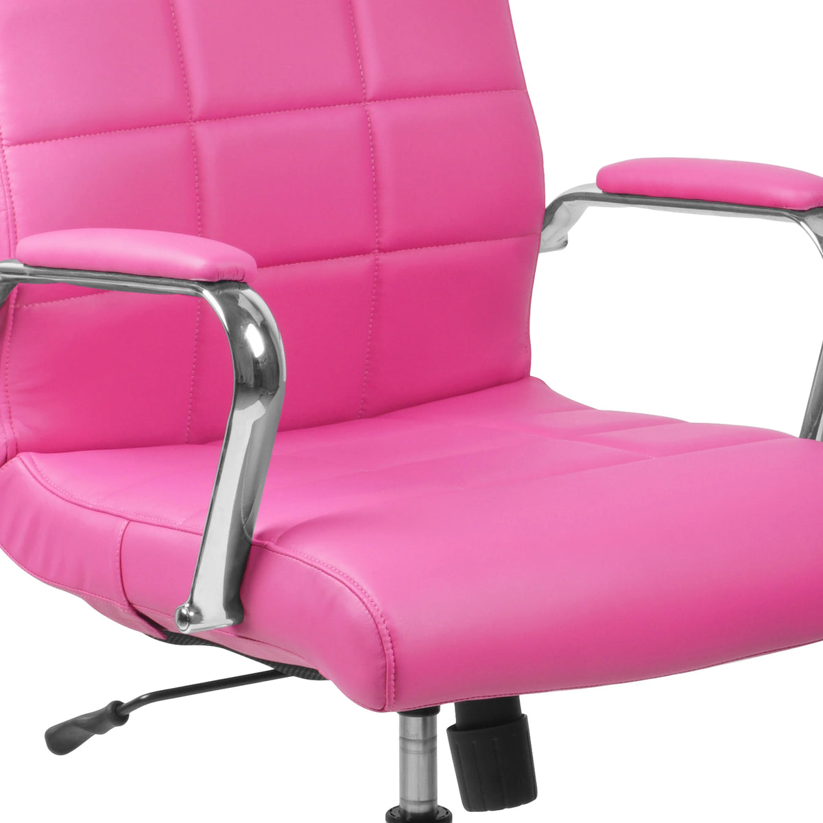 Mid-Back Pink Vinyl Executive Swivel Office Chair with Chrome Base and Arms T422