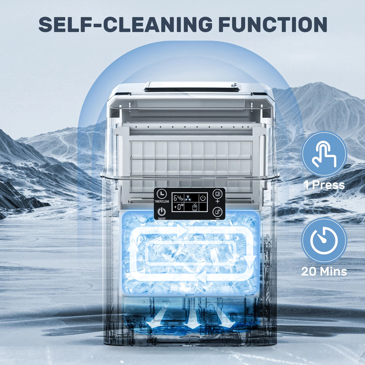 44Lbs/24H Self-Cleaning Countertop Ice Maker with Ice Scoop & Basket L3365