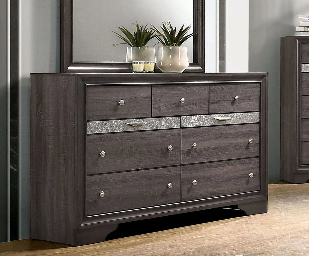 Gray Queen Size Solid Wood Bedroom Furniture 4pc Set P2226