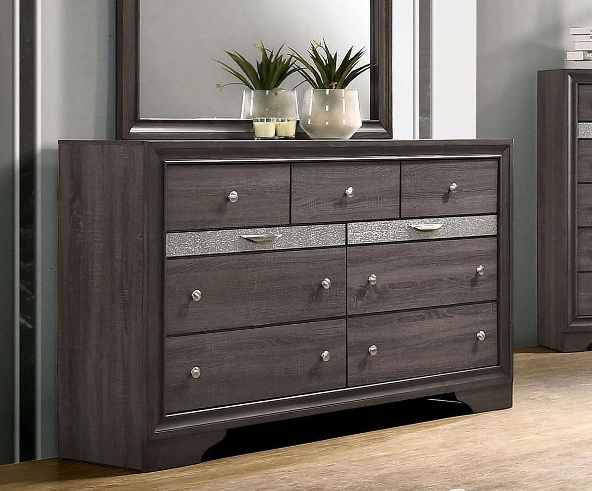 Gray Queen Size Solid Wood Bedroom Furniture 4pc Set P2226