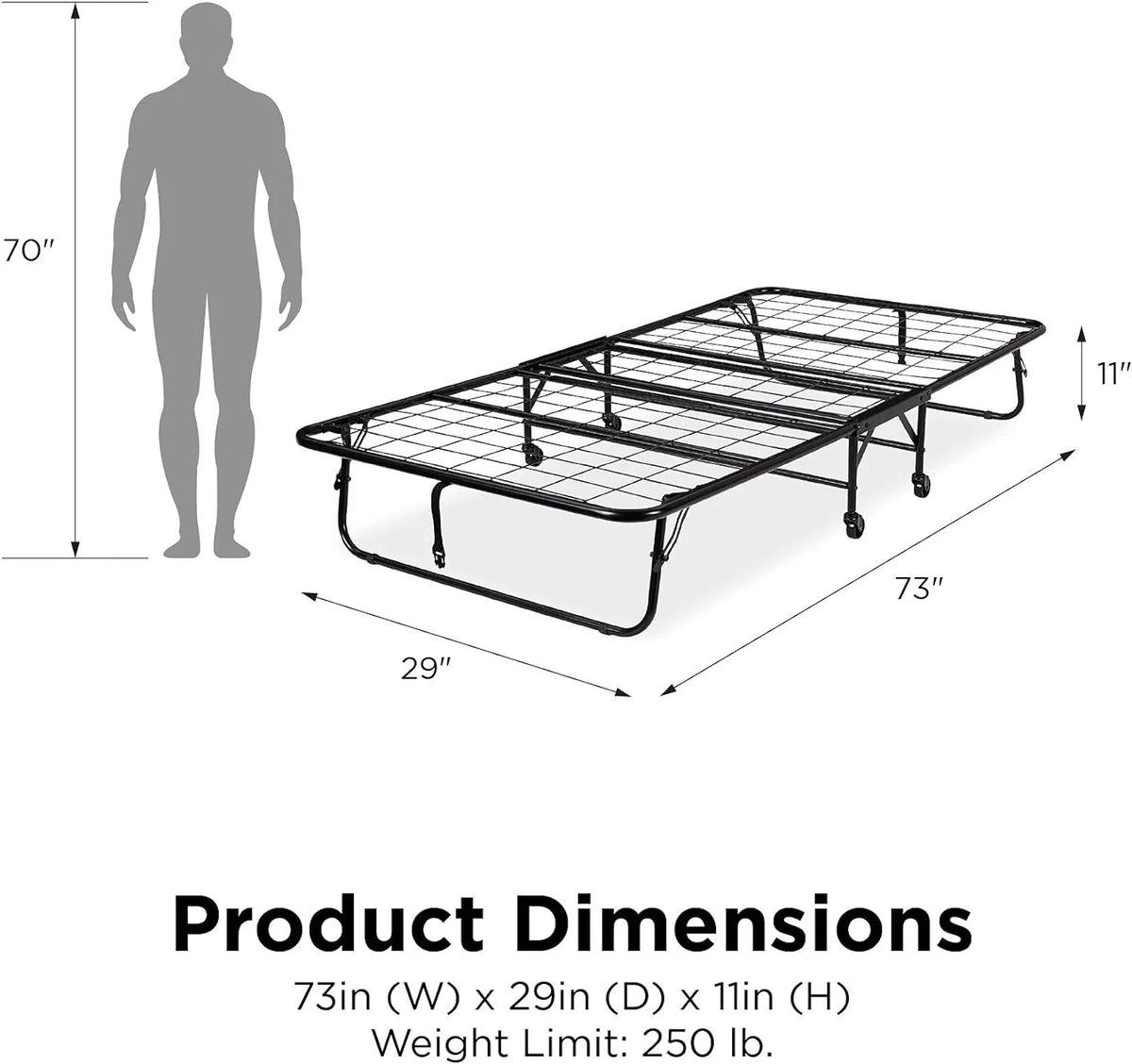 Folding Guest Bed with Metal Frame & 5 Inch Mattress Twin Black P853