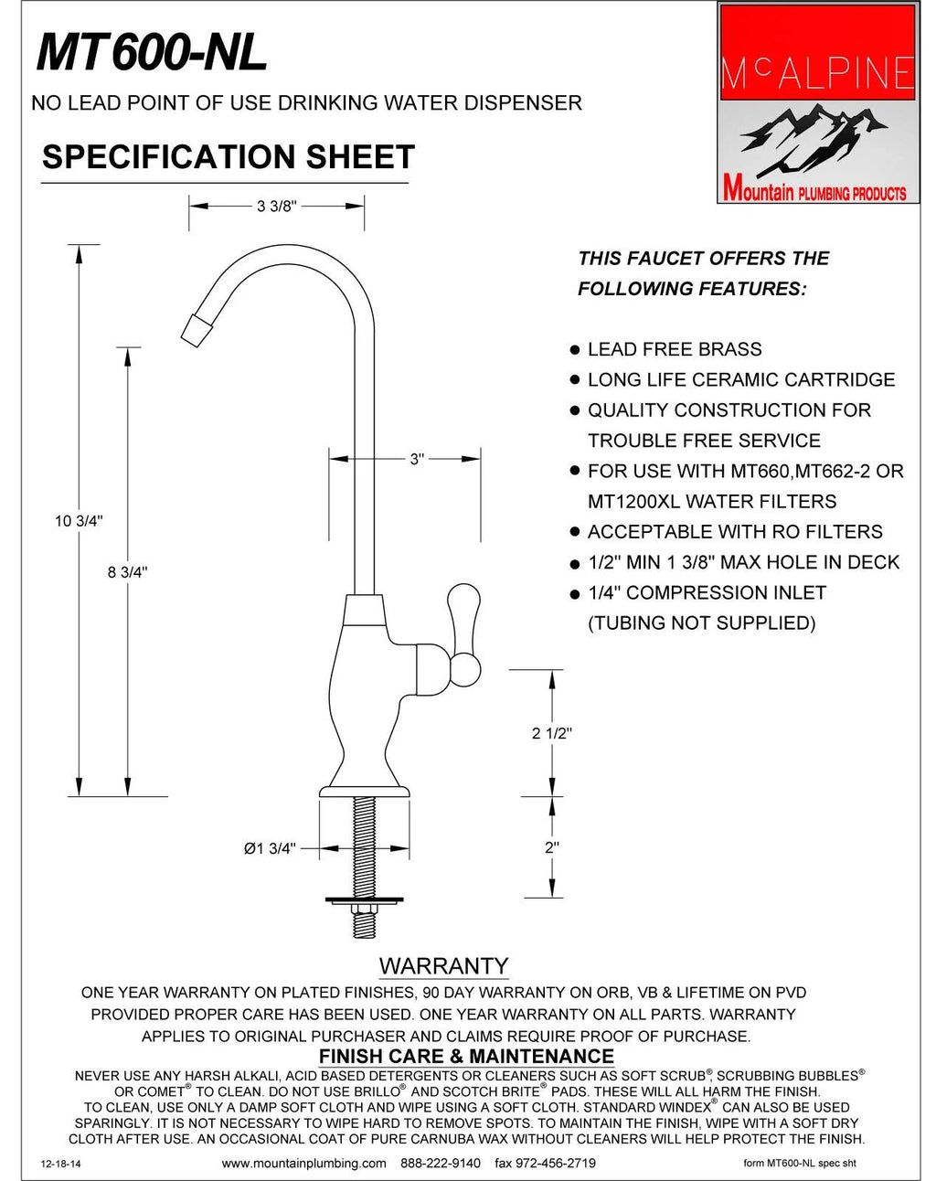 Polished Nickel Point-of-Use Drinking Faucet W2587