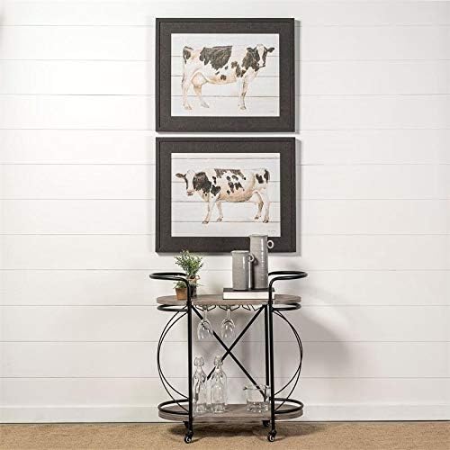 Black Two Tier Metal Bar Cart S859602