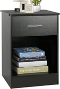 White Nightstand with Drawer and Shelf P7235