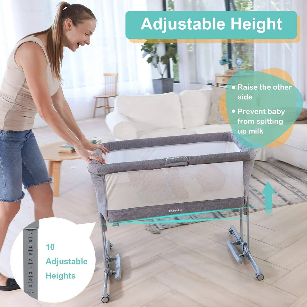3-in-1 Baby Bassinet & Bedside Sleeper with Cradle Mode W2509