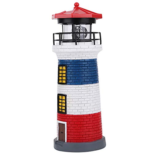 LED Solar Lighthouse Statue Rotating Lawn Decorations G871401