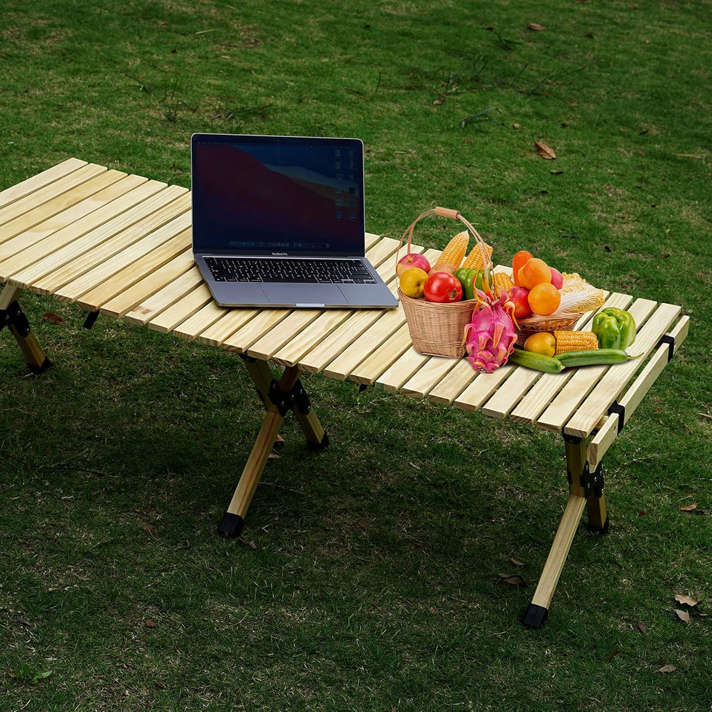 Portable Folding Wooden Camping Table with Carry Bag N231