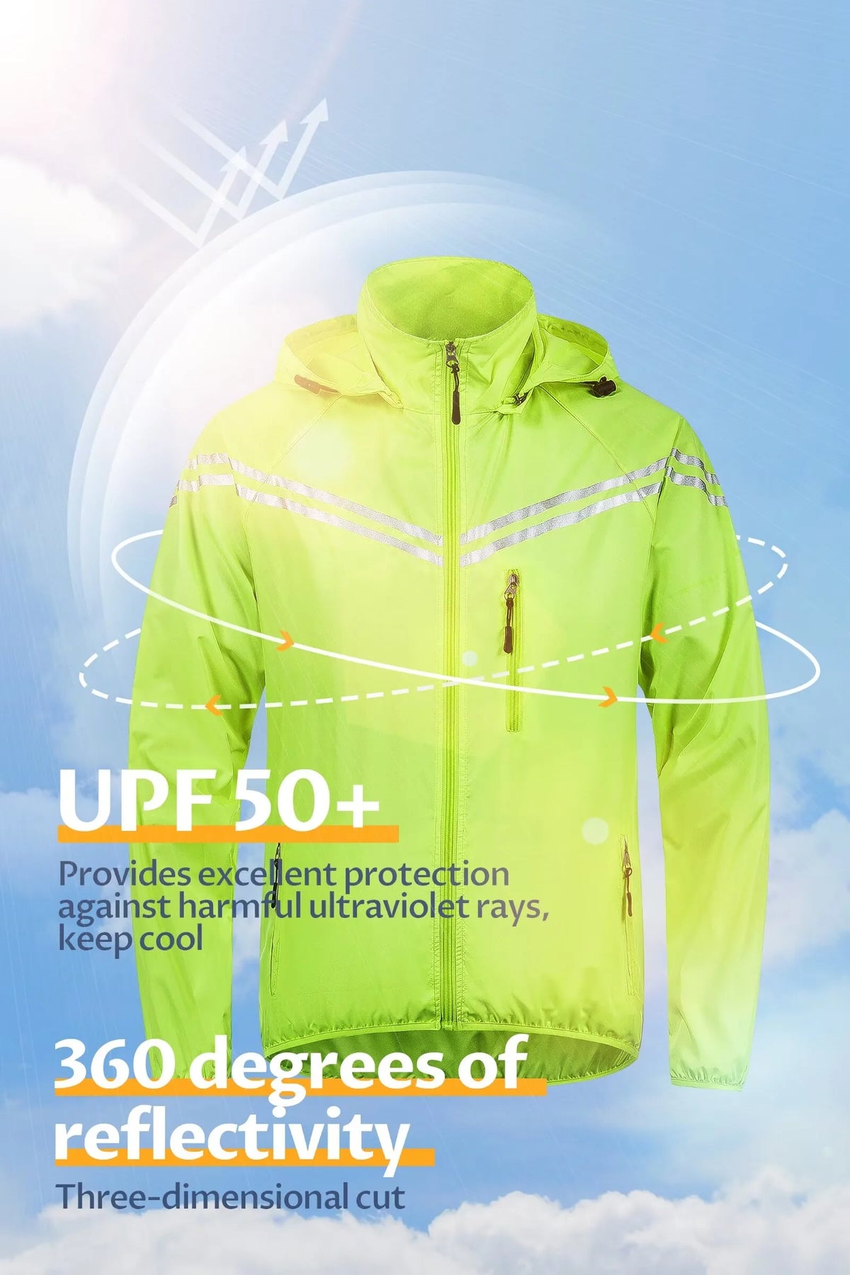 Yellow Ultralight Packable Cycling Rain Jacket X3055